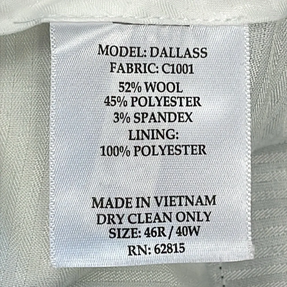 New Cricketeer Dallas Slim Fit Wool Blend Suit Charcoal Gray Business Sz 46R